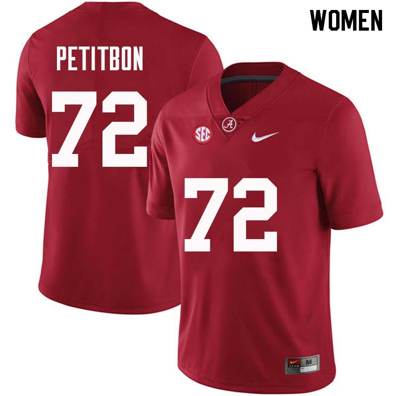 Alabama Crimson Tide Women's Richie Petitbon #72 Crimson NCAA Nike Authentic Stitched College Football Jersey ZK16W75JS